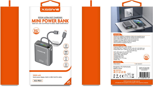 Xssive Mini Powerbank Ultra Fast Charge PD35W with Cable 10000mAh XSS-PB54