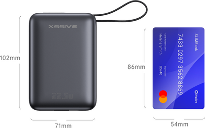 Xssive Mini Powerbank Fast Charge incl. Cable 10000mAh XSS-PB45 Mini - Black