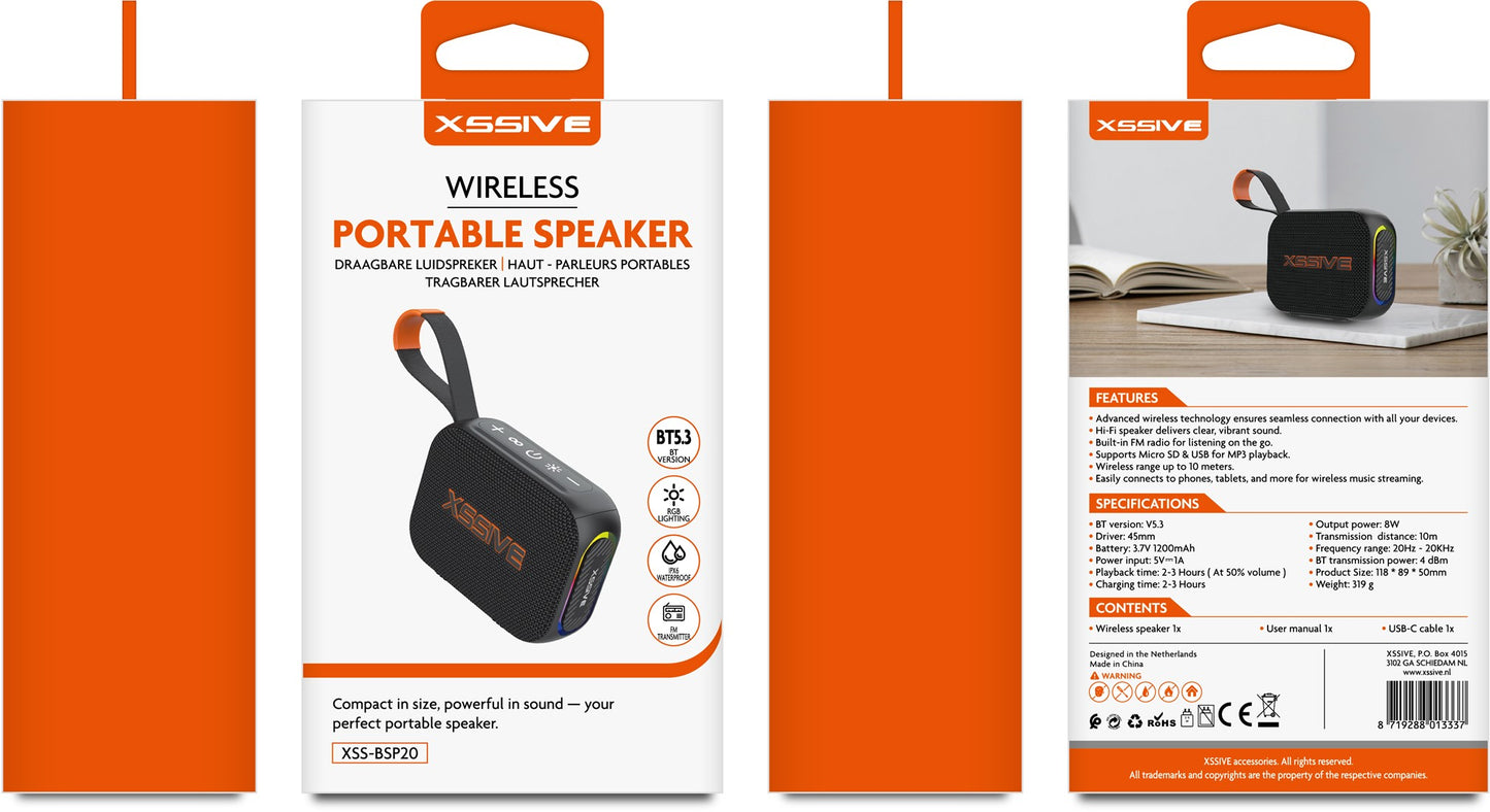 Xssive Wireless Portable Speaker XSS-BSP20 - Black