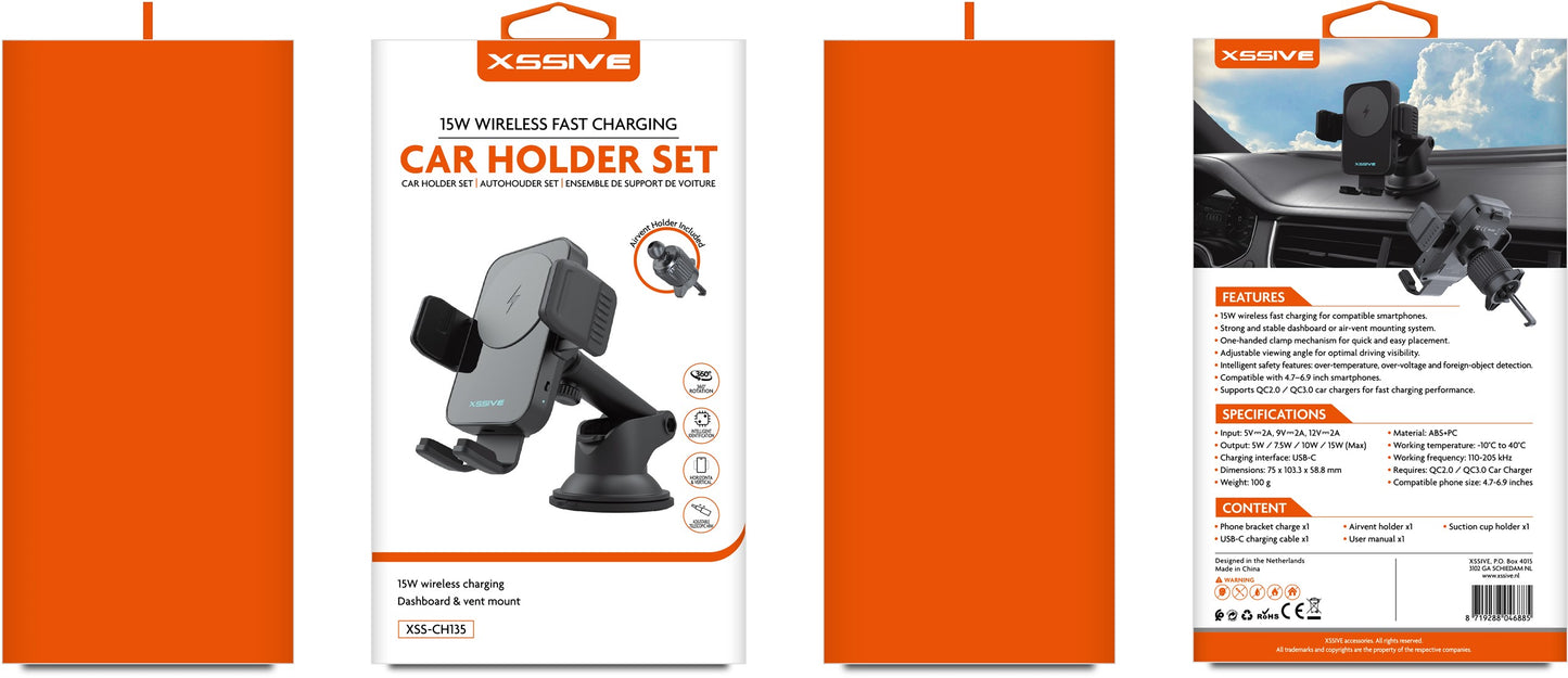 Xssive Qi2 15W Magnetic Wireless Car Charger Holder XSS-CH135