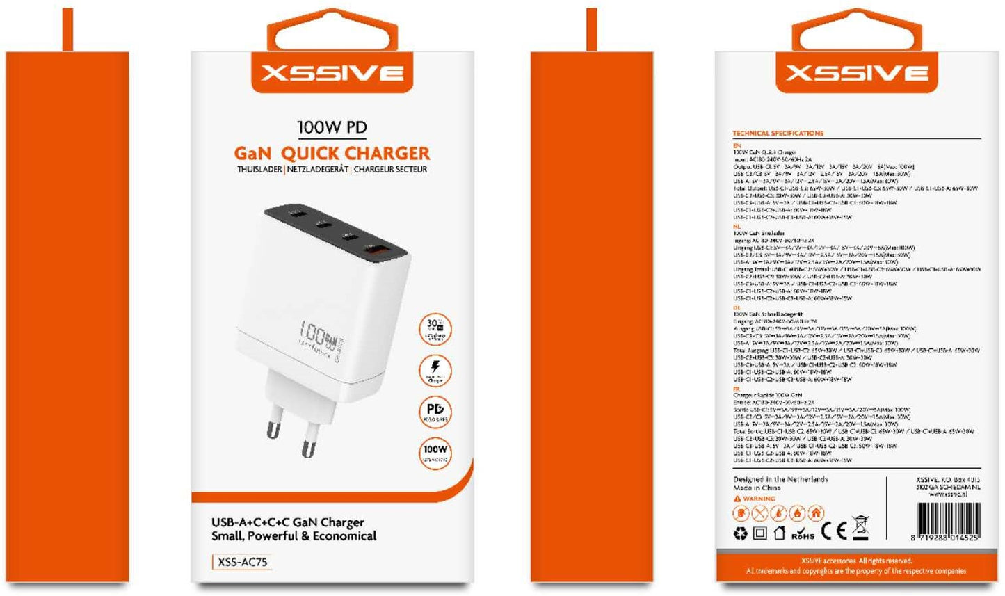 Xssive 100W PD GaN Quick Charger XSS-AC75 - White