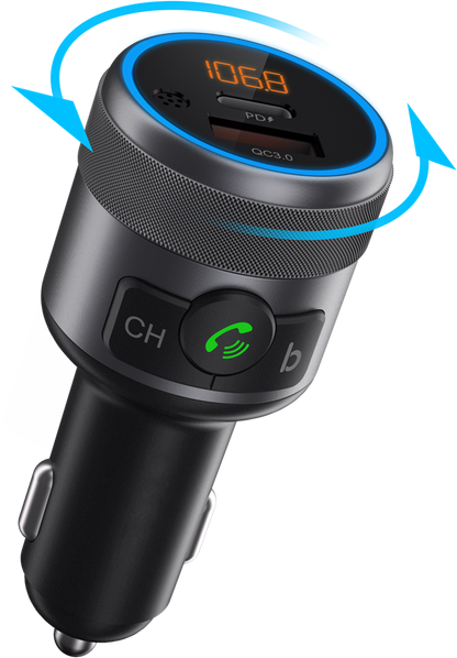 Xssive 24W PD Fast Charging Wireless FM Carkit+ Music Player XSS-FM13