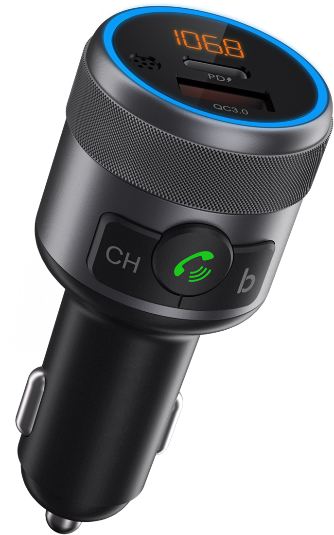 Xssive 24W PD Fast Charging Wireless FM Carkit+ Music Player XSS-FM13