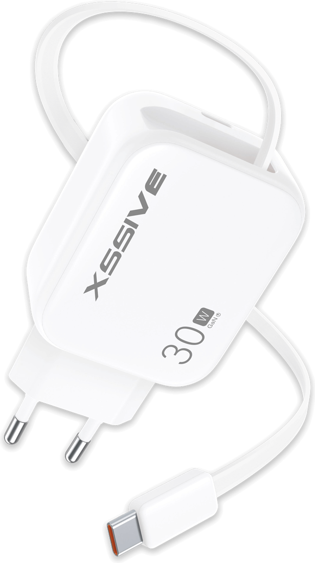 Xssive 30W PD Fast Charger with Retractable USB-C Cable XSS-AC79 - Wit