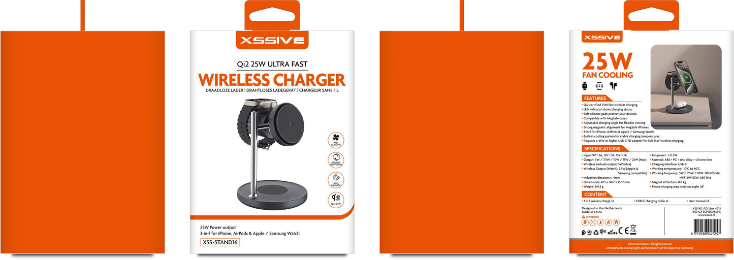 Xssive 3in1 Magnetic QI2 Wireless Charger XSS-STAND16