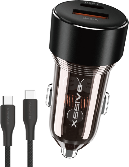 Xssive 60W PD Fast Car Charger with C-C Cable XSS-CC40N CC