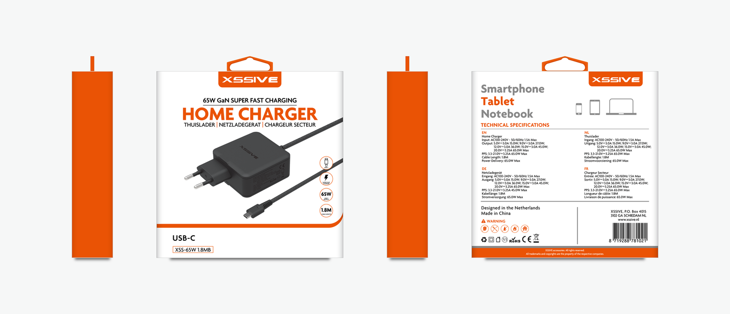 Xssive 65W GAN Super Fast Charging XSS-65W 1.8MB - Black