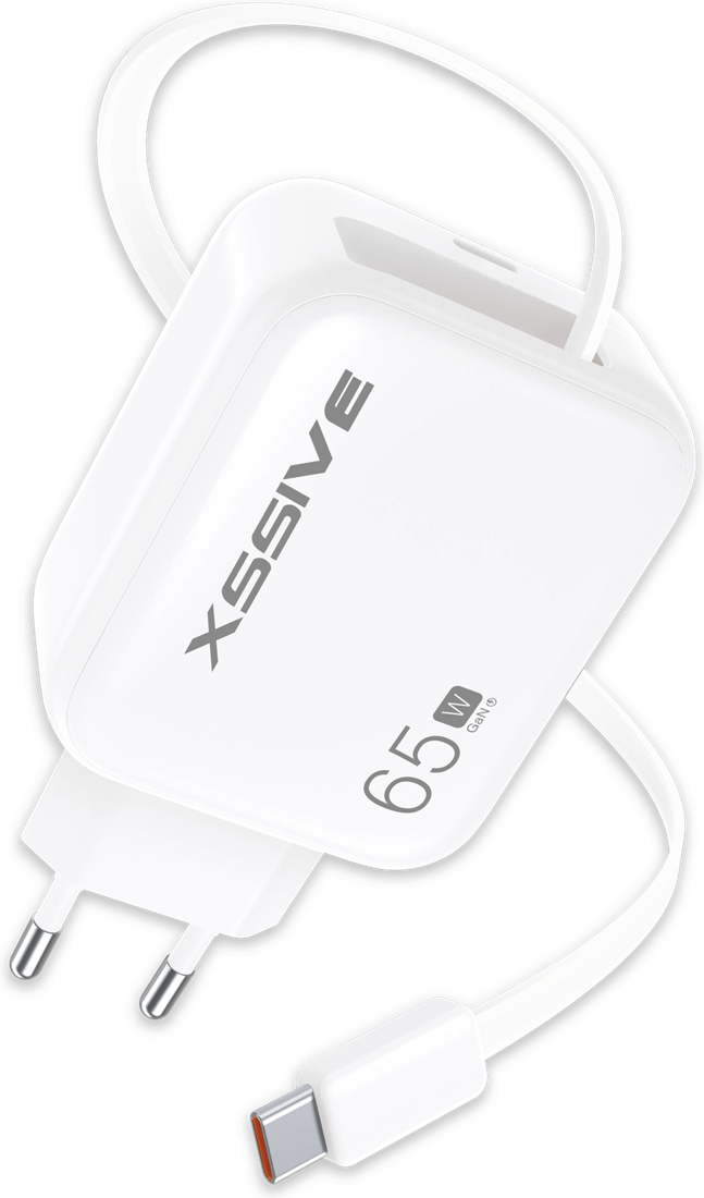 Xssive 65W PD Fast Charger with Retractable USB-Cable- XSS-AC80