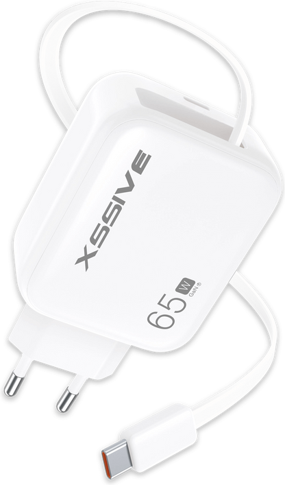 Xssive 65W PD Fast Charger with Retractable USB-Cable- XSS-AC80
