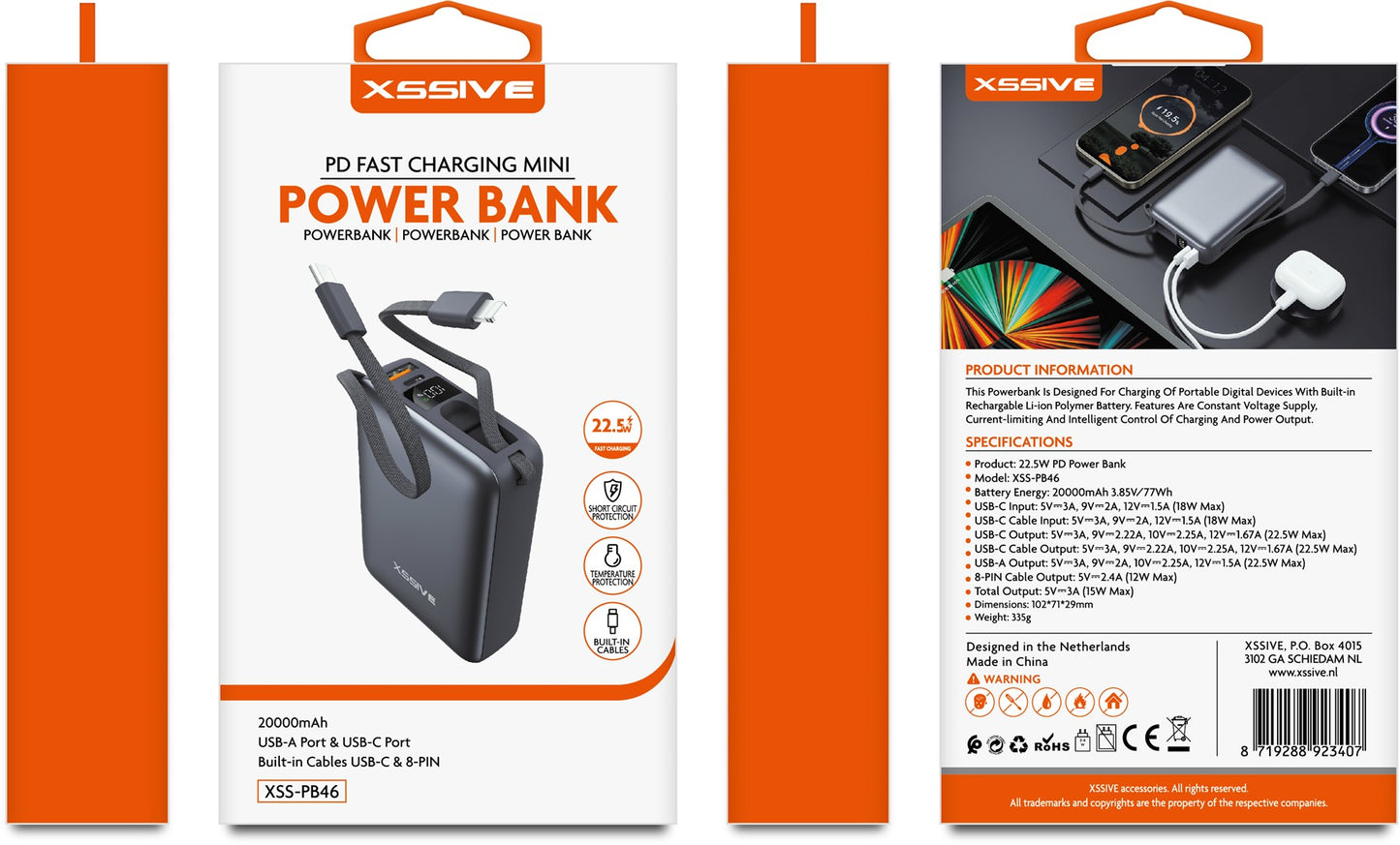 Xssive Mini Powerbank Fast Charge with Cable 20000mAh XSS-PB46