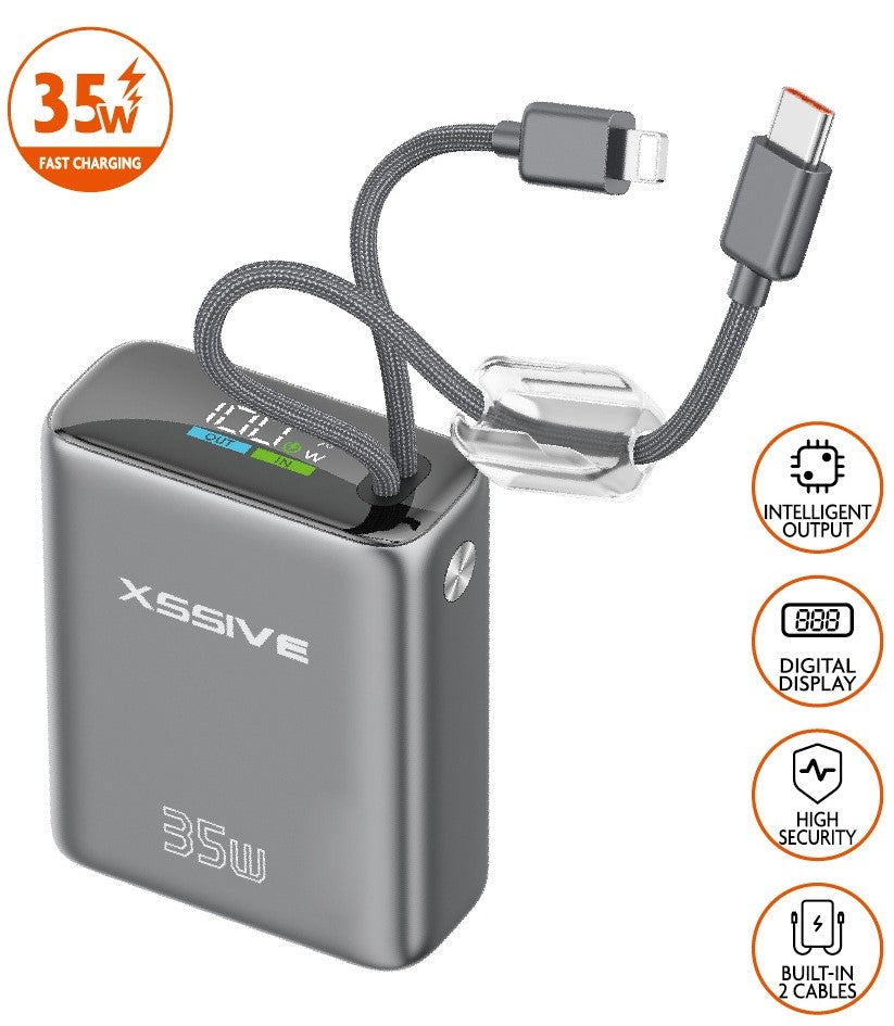 Xssive Mini Powerbank Ultra Fast Charge PD35W with Cable 10000mAh XSS-PB54