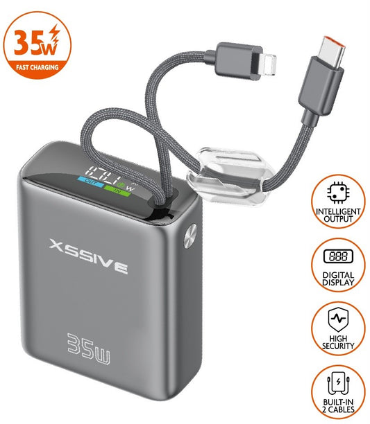 Xssive Mini Powerbank Ultra Fast Charge PD35W with Cable 10000mAh XSS-PB54