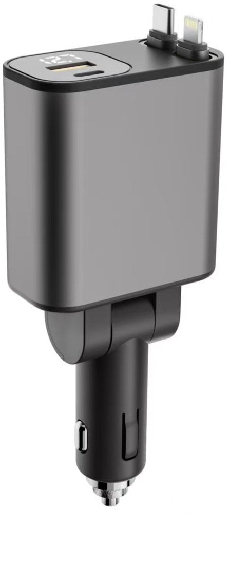 Xssive PD 45W Fast Car Charger with Retractable Cable XSS-CC47 - Black