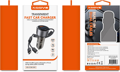 Xssive PD 60W Fast Car Charger with Spring Cable XSS-CC48 2IN1