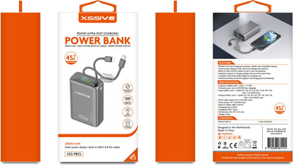 Xssive Powerbank Ultra Fast Charge PD45W with Cable 20000mAh XSS-PB55