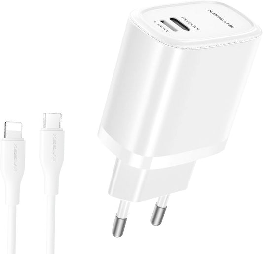 Xssive Quick Dual Port Charger+Cable Type-C to iPhone XSS-AC71CL - White