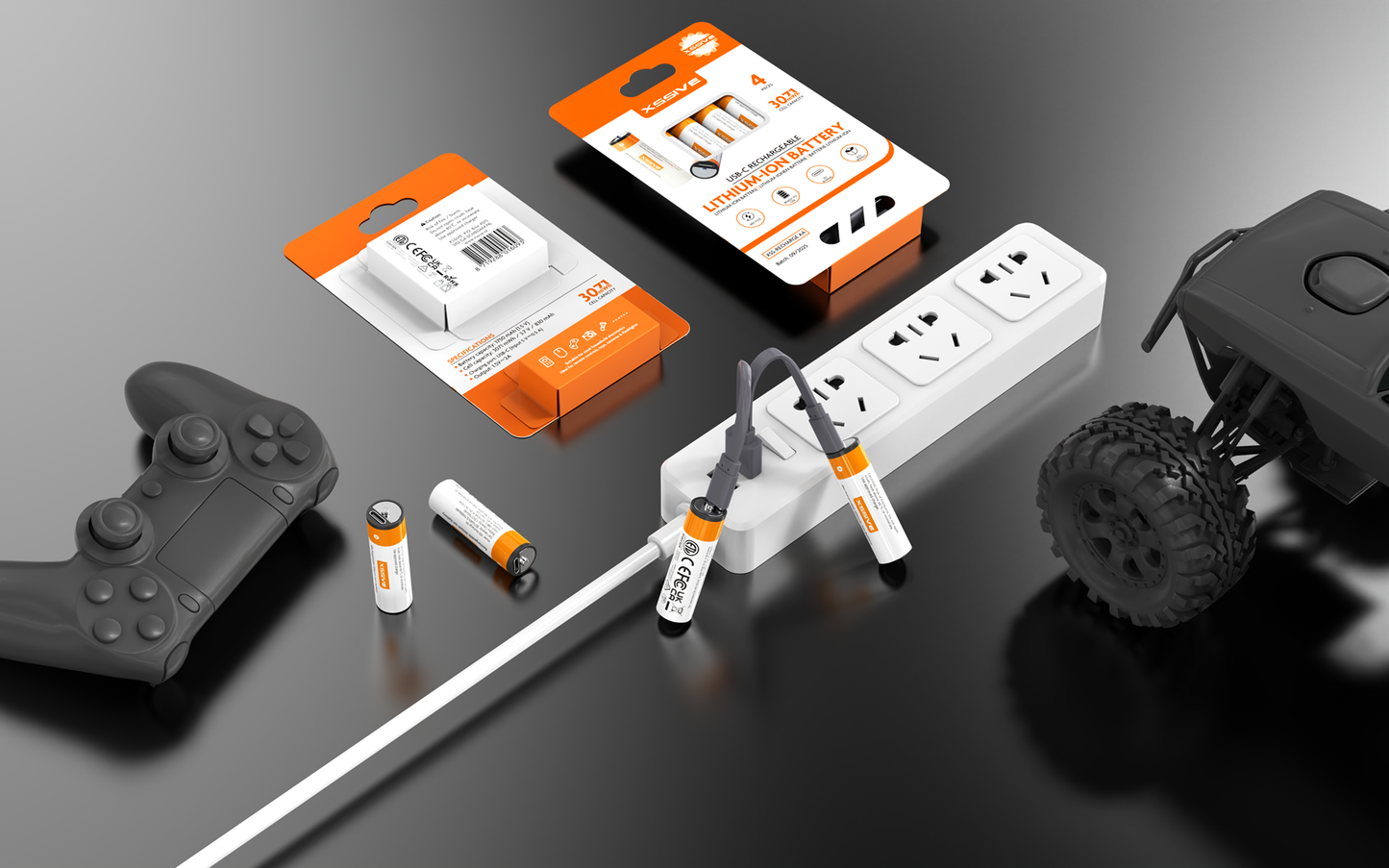 Xssive USB-C Rechargeable Penlite AA Battery 4pcs.