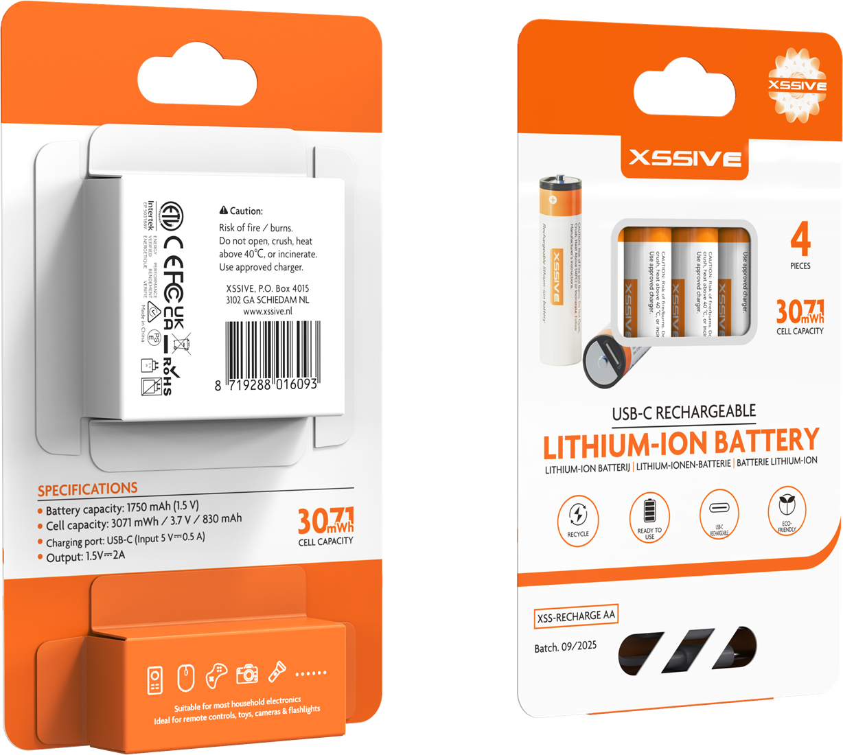 Xssive USB-C Rechargeable Penlite AA Battery 4pcs.