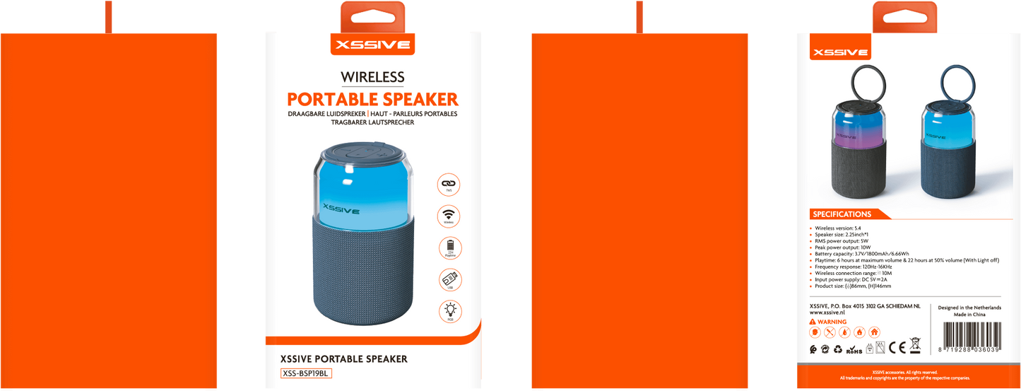 Xssive Wireless Portable Speaker XSS-BSP19BK - Zwart